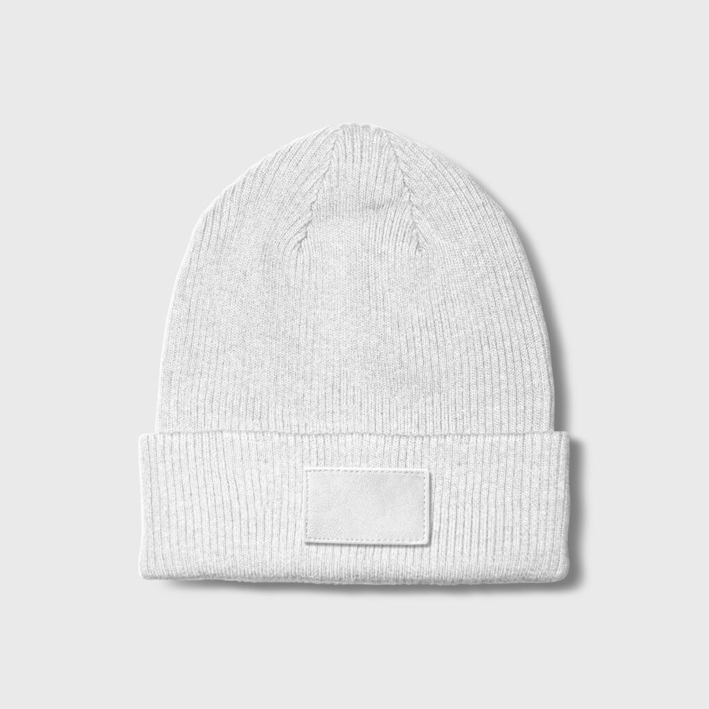 Front View of a Labeled Beanie Mockup