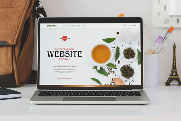 Front View of a Laptop Mockup in Realistic Setting