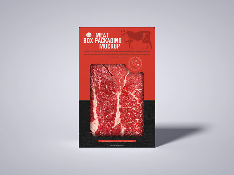 Front View of a Meat Cutout Box Packaging Mockup