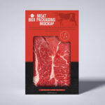 Front View of a Meat Cutout Box Packaging Mockup