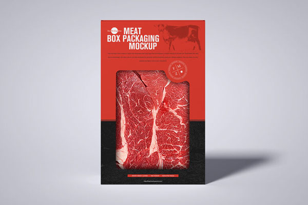 Front View of a Meat Cutout Box Packaging Mockup