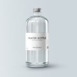 Front View of a Metallic Cap Clear Water Glass Bottle Mockup