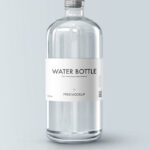 Front View of a Metallic Cap Clear Water Glass Bottle Mockup