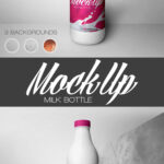 Front View of a Milk Bottle Mockup