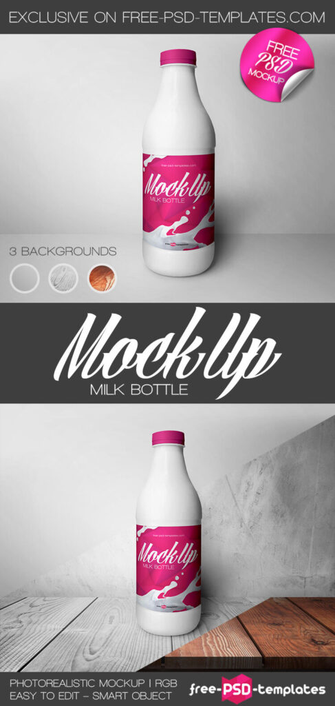 Front View of a Milk Bottle Mockup
