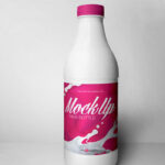 Front View of a Milk Bottle Mockup