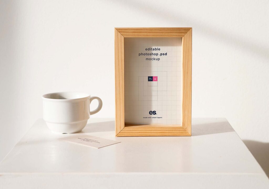 Front View of a Mini Wooden Frame Mockup