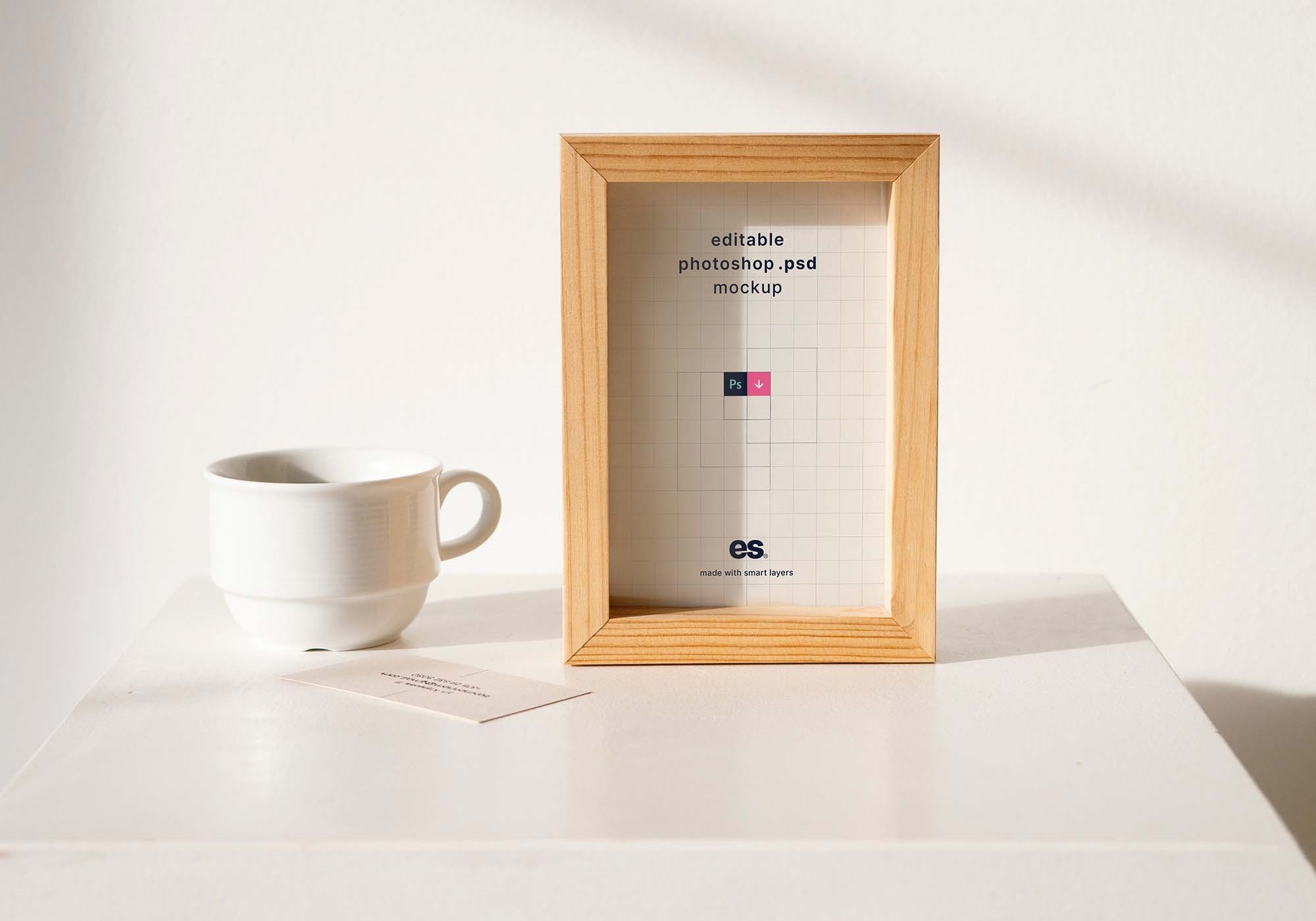 Front View of a Mini Wooden Frame Mockup FREE PSD