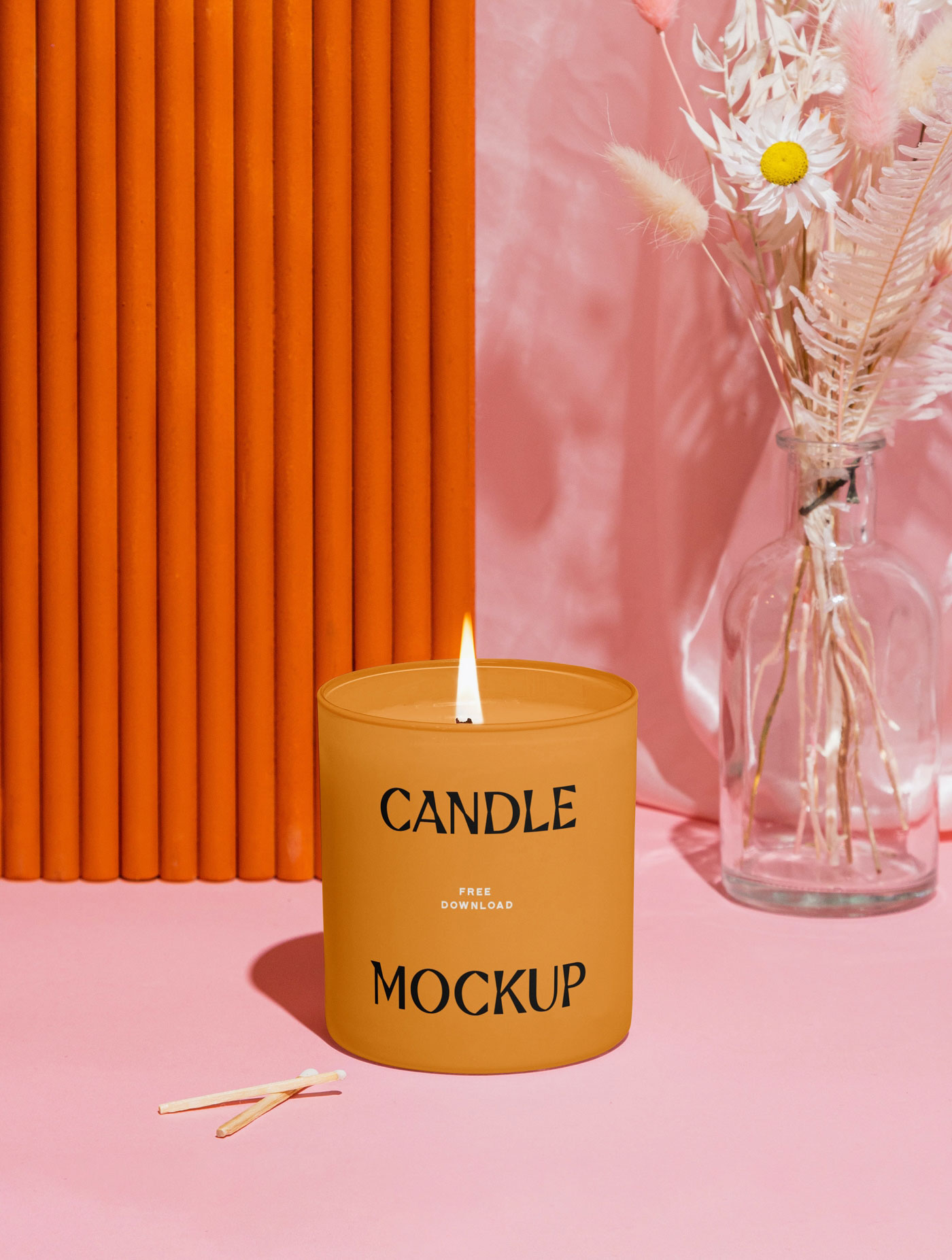 Front View of a Minimalistic Candle Mockup FREE PSD