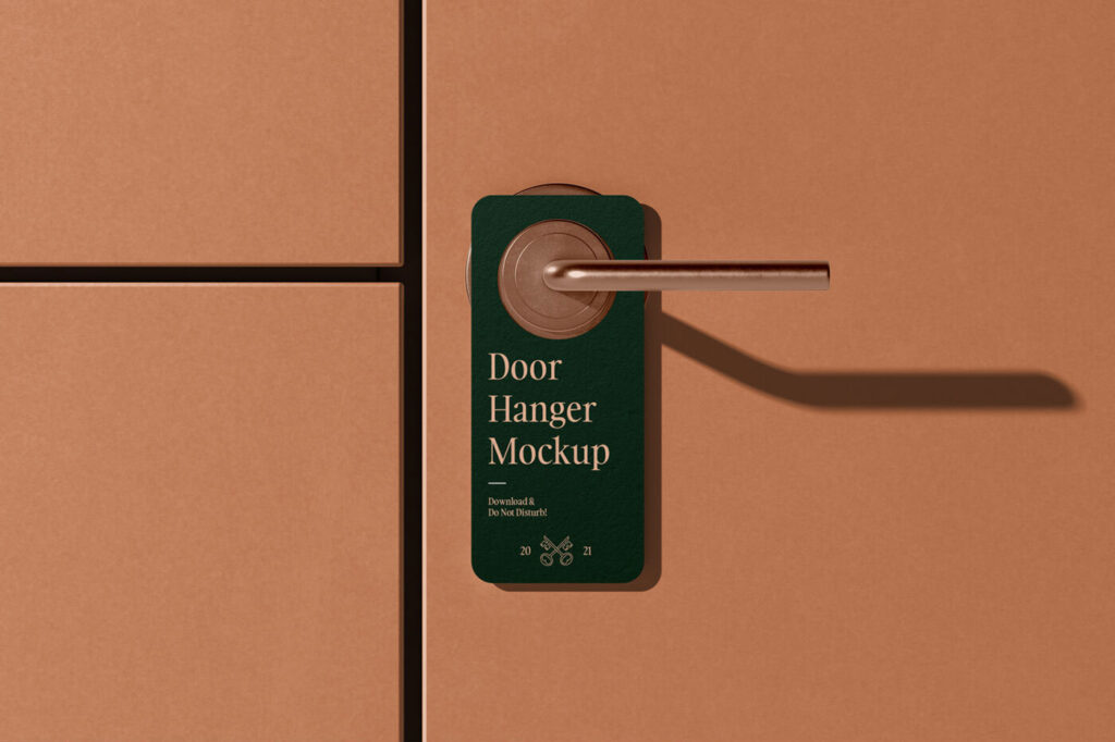Front View of a Modern Door Hanger Mockup