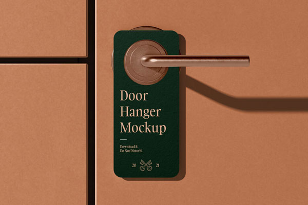 Front View of a Modern Door Hanger Mockup