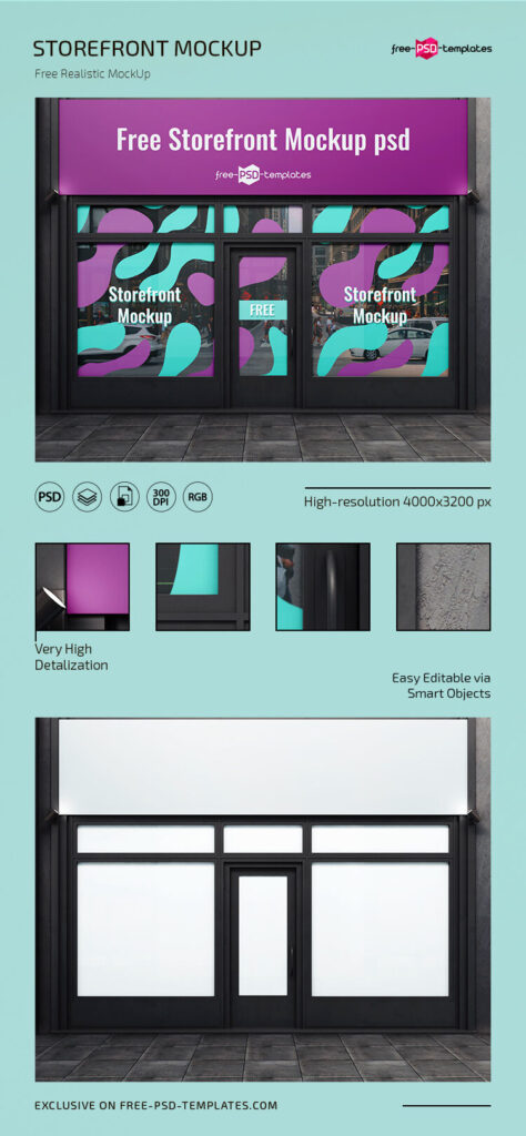 Front View of Modern Storefront Mockup