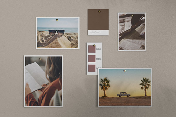 Front View of a Multiple-Object Moodboard Mockup