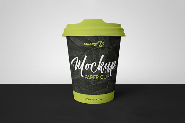 Front View of a Paper Cup with Paper Lid Mockup