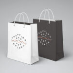 Front View of Two Standing Paper Shopping Bag Mockup