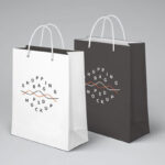 Front View of Two Standing Paper Shopping Bag Mockup