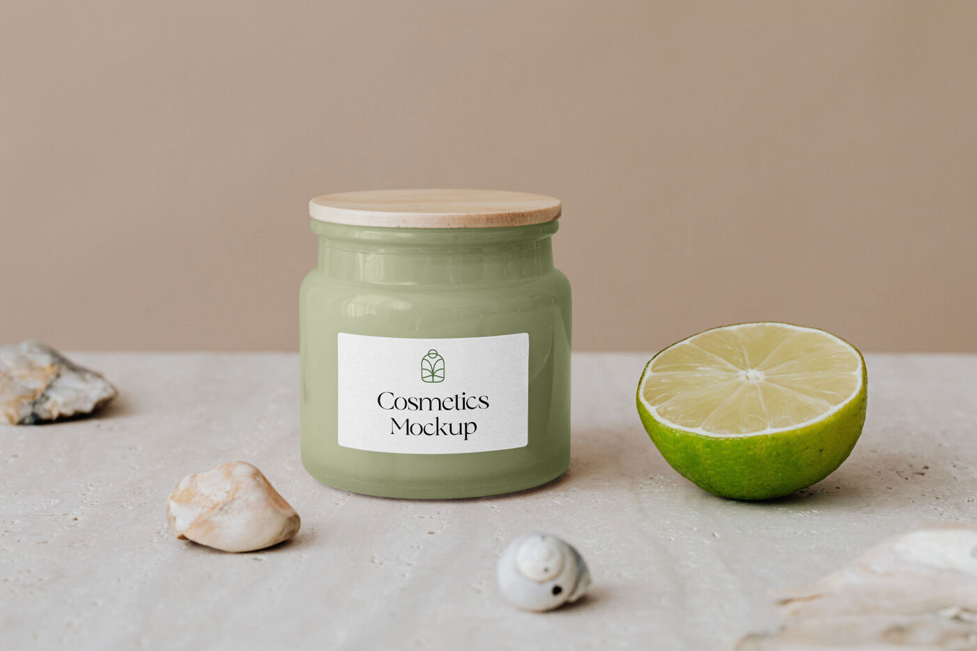Front View of a Porcelaine Cosmetics Bath Jar Mockup FREE PSD