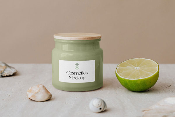 Front View of a Porcelain Cosmetics Bath Jar Mockup