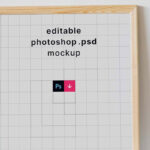 Front View of a Poster Mockup with Wooden Frame