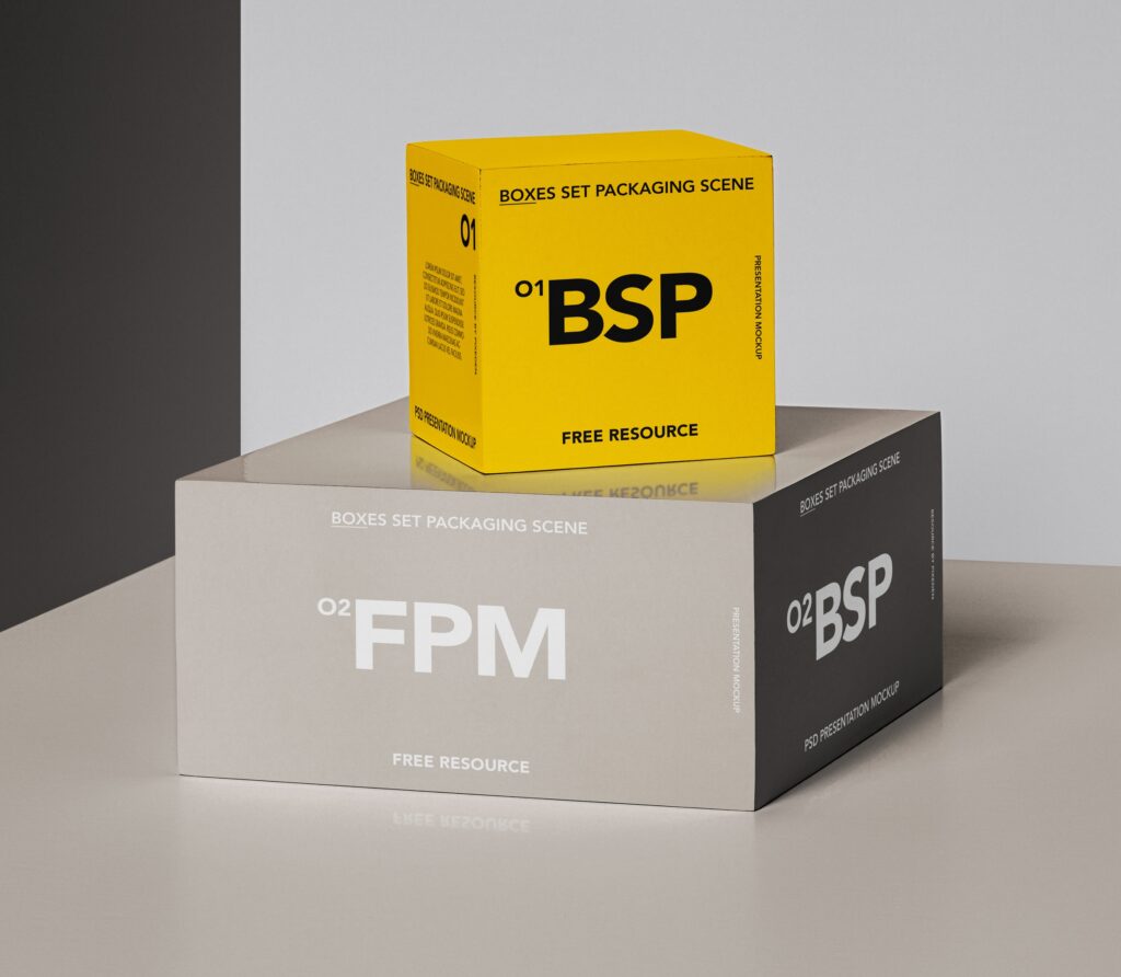 Front View of a Realistic Boxes Mockup