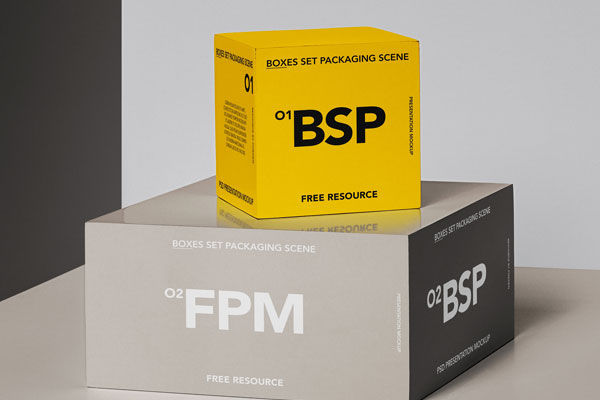 Front View of a Realistic Boxes Mockup