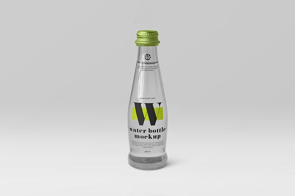 Front View of a Realistic Glass Water Bottle Mockup