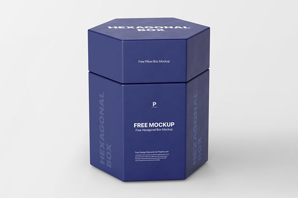 Front View of a Realistic Hexagonal Box Mockup