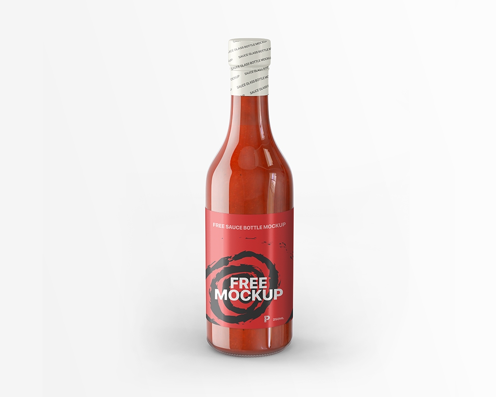 Front View of a Realistic Sauce Bottle Mockup