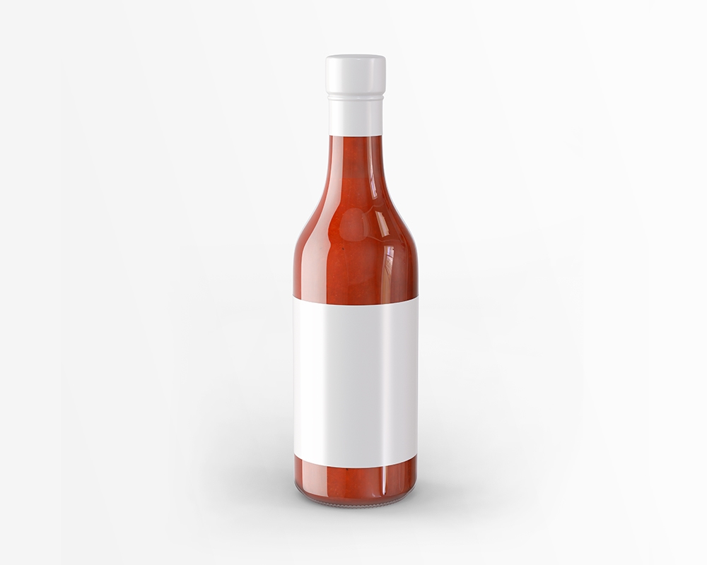 Front View of a Realistic Sauce Bottle Mockup
