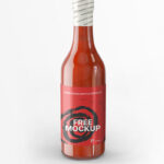 Front View of a Realistic Sauce Bottle Mockup