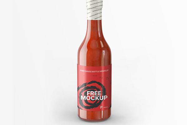 Front View of a Realistic Sauce Bottle Mockup
