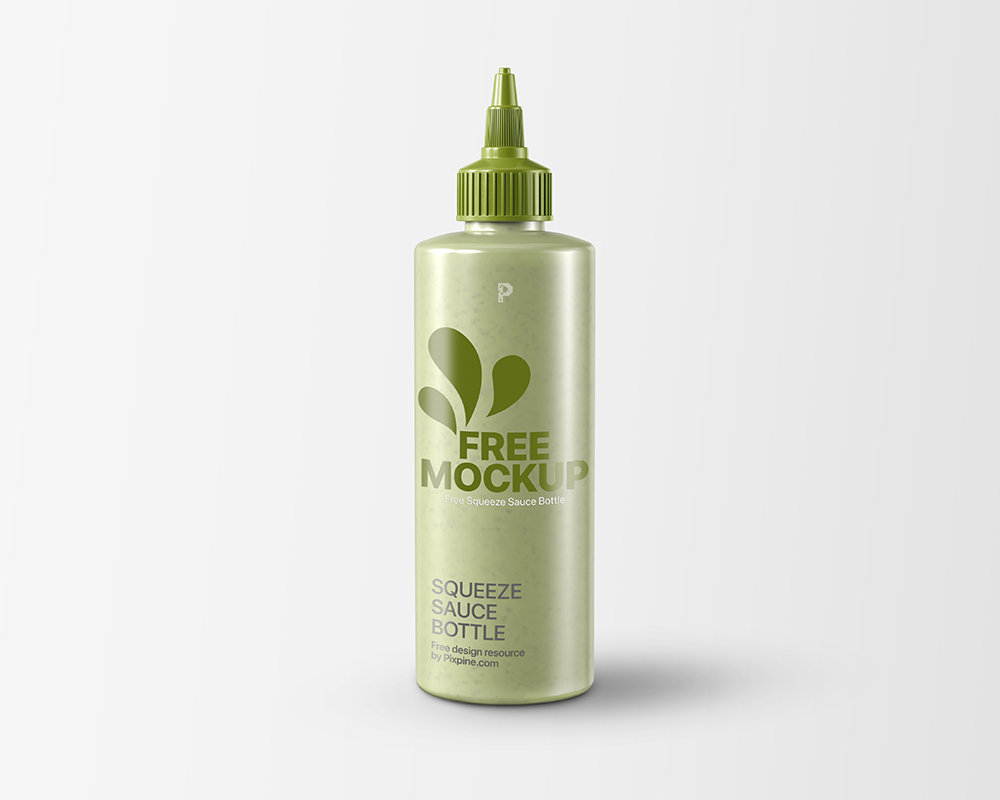 Front View of a Realistic Squeeze Sauce Bottle Mockup