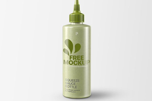 Front View of a Realistic Squeeze Sauce Bottle Mockup