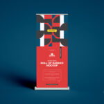 Front View of a Roll-Up Banner Mockup