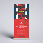 Front View of a Roll-Up Banner Mockup
