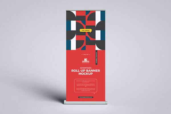 Front View of a Roll-Up Banner Mockup