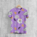 Front View of a Round Neck T-Shirt Mockup with Wooden Hanger