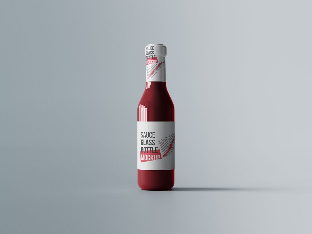 Front View of a Sauce Glass Bottle Mockup