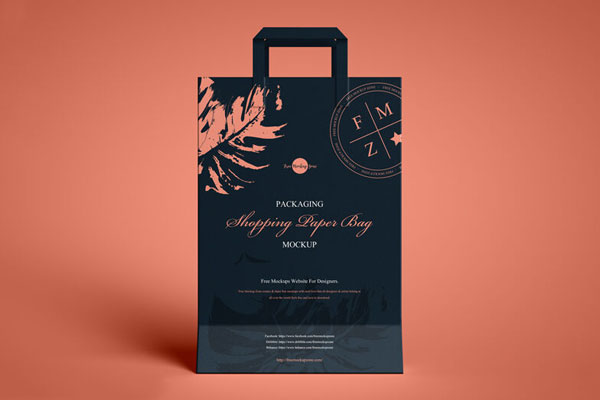 Front View of a Shopping Paper Bag Mockup