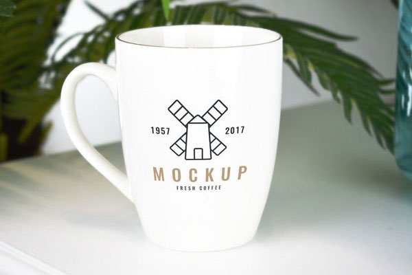 Front View of a Simple Mug With Blur Background Mockup