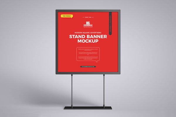 Front View of a Simple Square Advertising Stand Banner Mockup