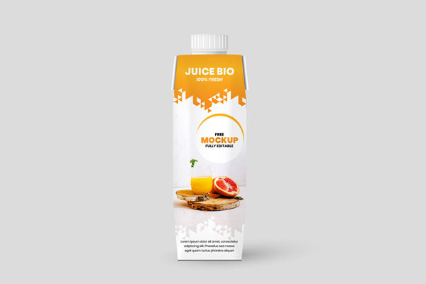 Front View of a Single Juice Box Packaging Mockup