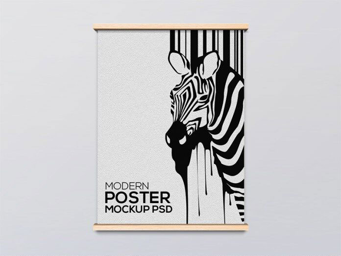 Front View of a Single Poster Mockup with Modern Frame