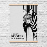 Front View of a Single Poster Mockup with Modern Frame