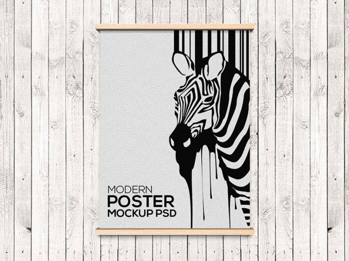 Front View of a Single Poster Mockup with Modern Frame