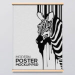 Front View of a Single Poster Mockup with Modern Frame