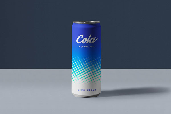 Front View of a Soft Drink Slim Soda Tin Can Mockup