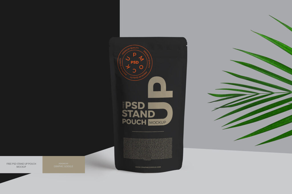 Front View of a Stand-Up Foil Pouch Mockup