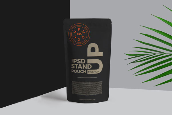 Front View of a Stand-Up Foil Pouch Mockup