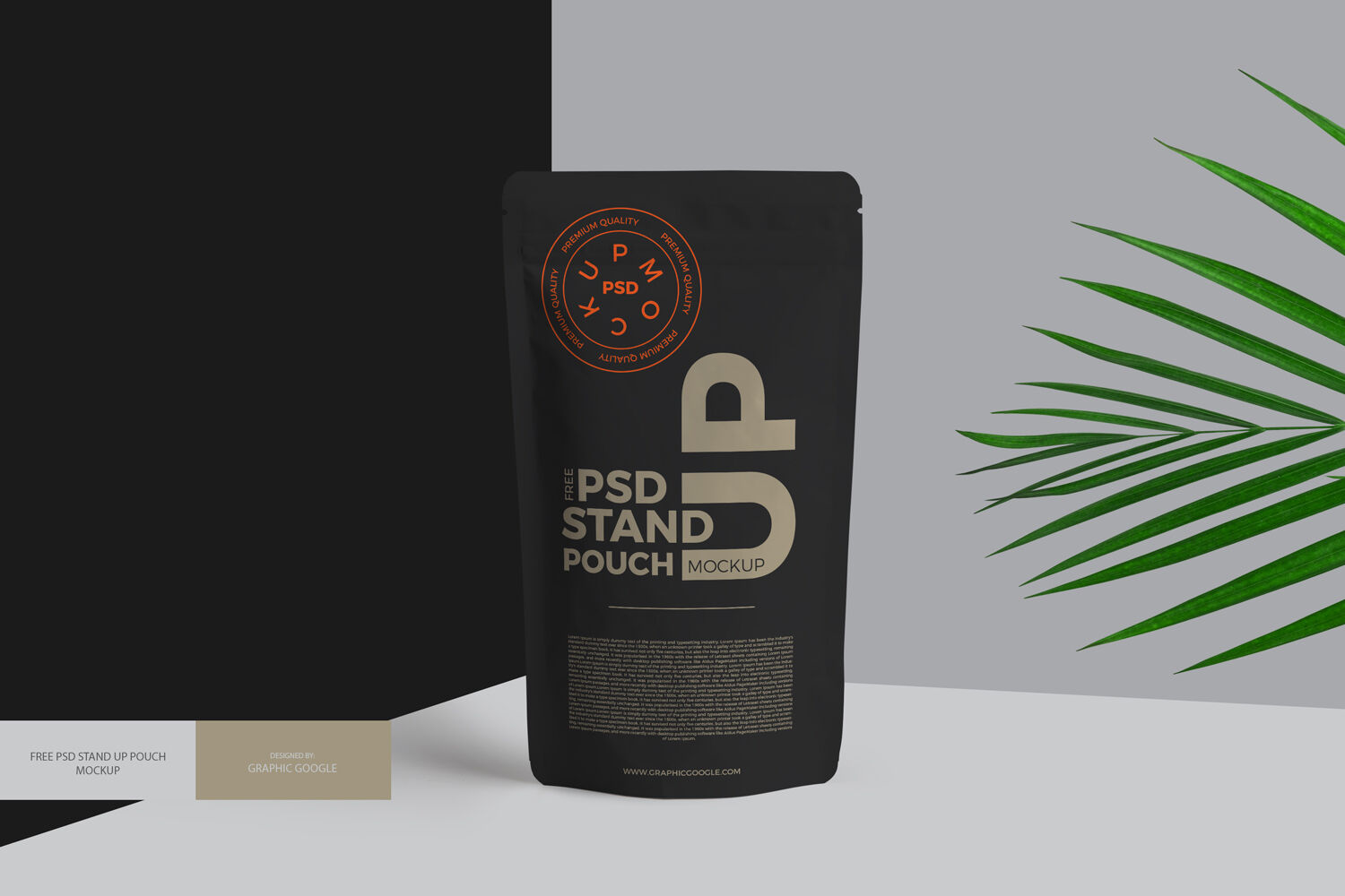 Front View of a Stand-Up Foil Pouch Mockup FREE PSD